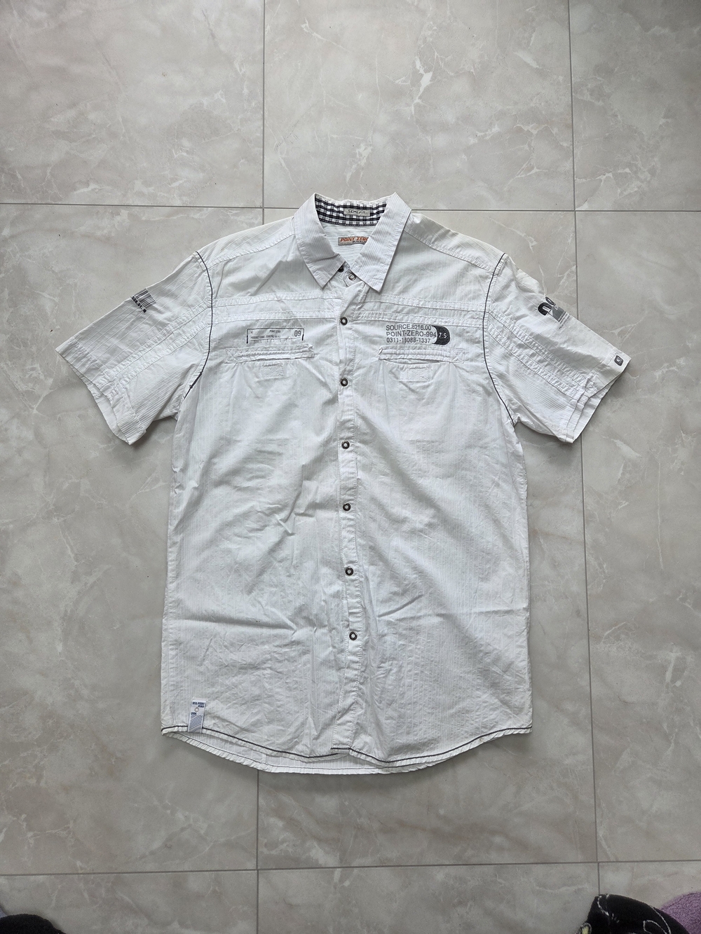 Point Zero White Short Sleeve Button-Down Casual Shirt